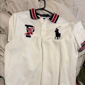 Ralph Lauren Classic Fit Polo in Cream with Red and Black